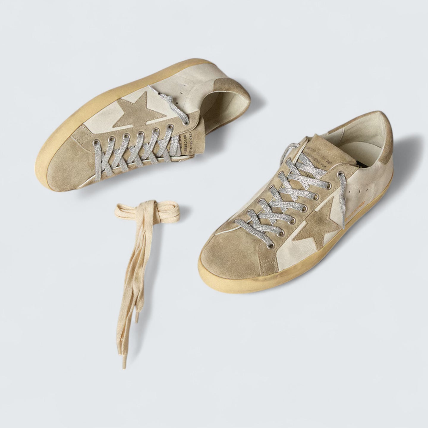 Super-Star 'White Nappa Leather with Ice-Gray Suede Star and Black Embroidery'