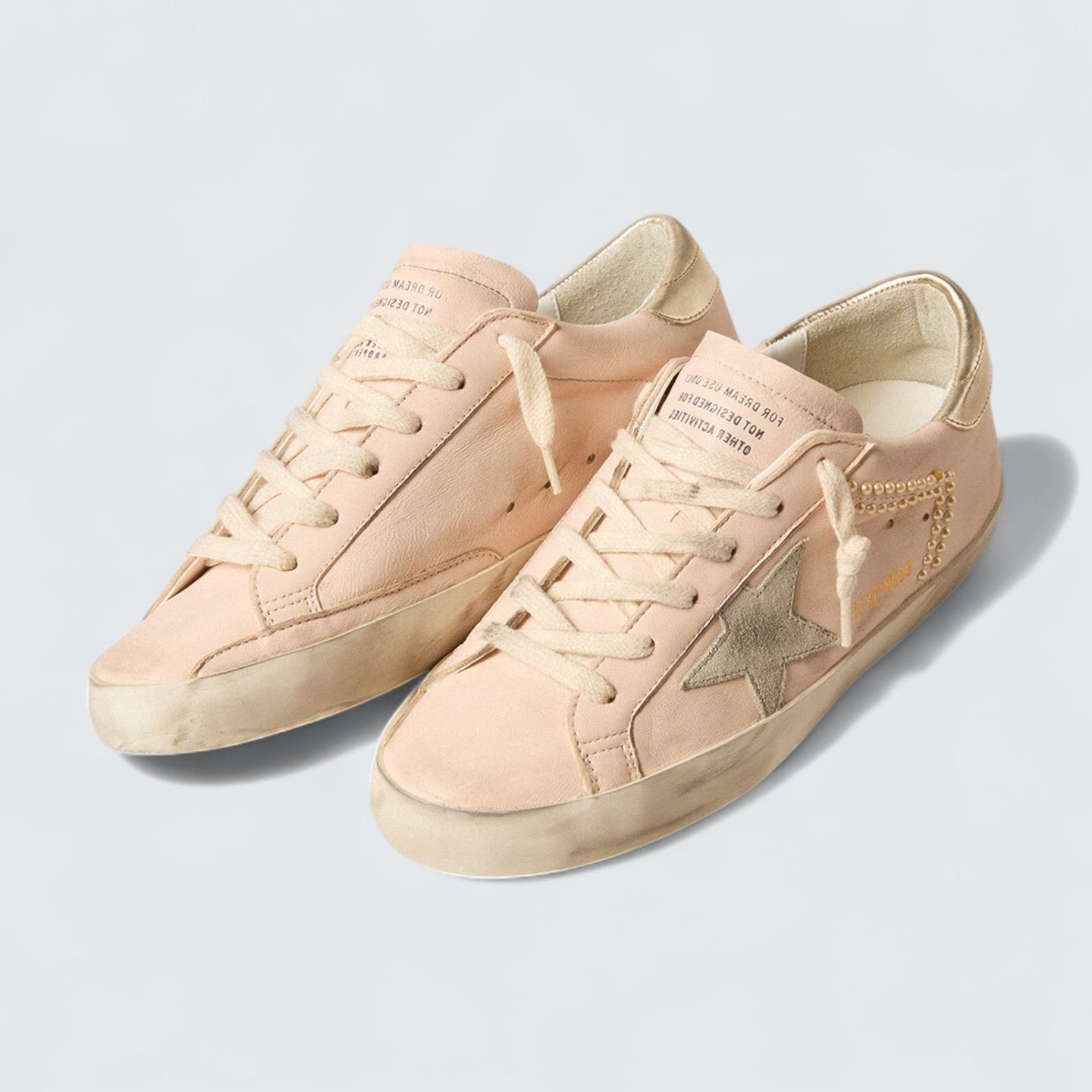 Super-Star 'Pink Nappa with Ice-Gray Suede Star and Platinum Heel Tab'
