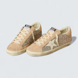 Super-Star 'Silver Glitter with Milk-White Leather Star and Pink Leather Heel Tab'