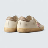 Super-Star 'White Nappa with Old Rose Metallic Leather Star and Dove-Gray Leather Heel Tab'