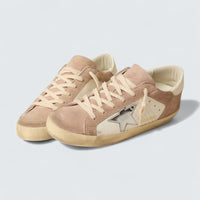 Super-Star 'Pink Suede with Silver Metallic Leather Star and Croc-Embossed Heel Tab'