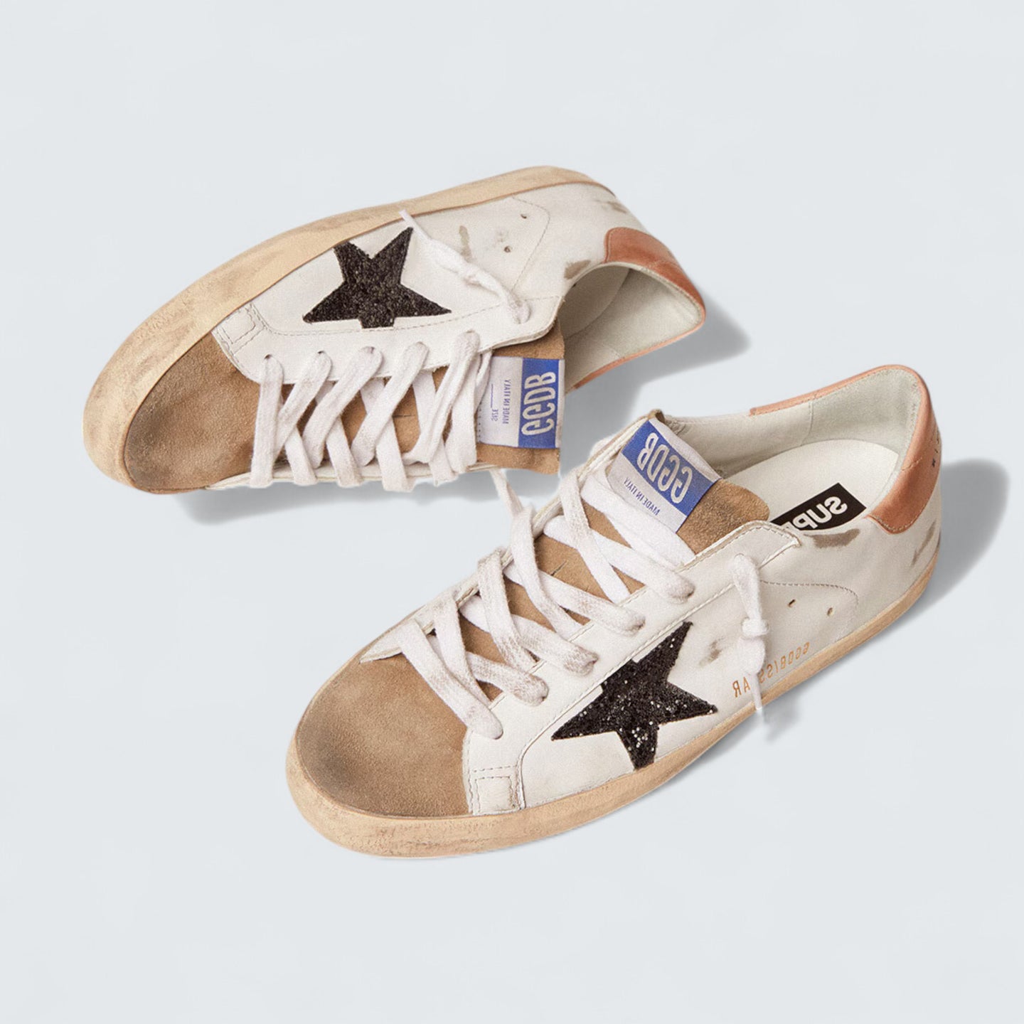 Super-Star 'Black Glitter Star and Pink Heel Tab'