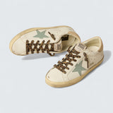 Super-Star 'Gray Glitter Star and Nude Leather Heel Tab'