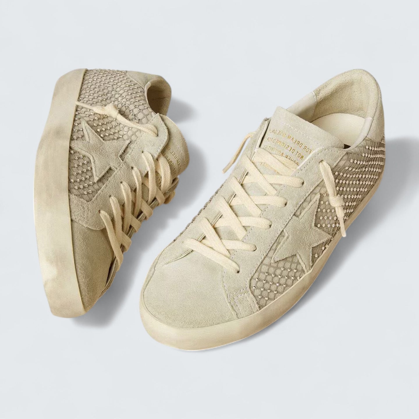 Super-Star 'Gray Suede with Swarovski Crystal Mesh'