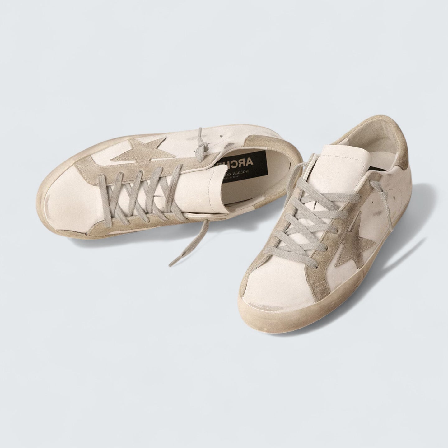 Super-Star 'White Leather with Gray Suede Star and Heel Tab'