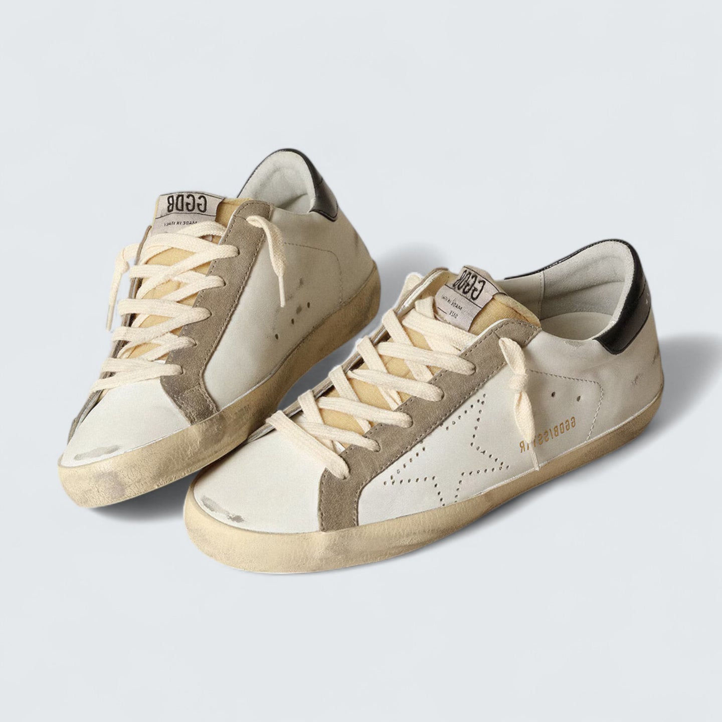Golden Goose Super-Star 'Perforated Star and Midnight Blue Heel Tab'