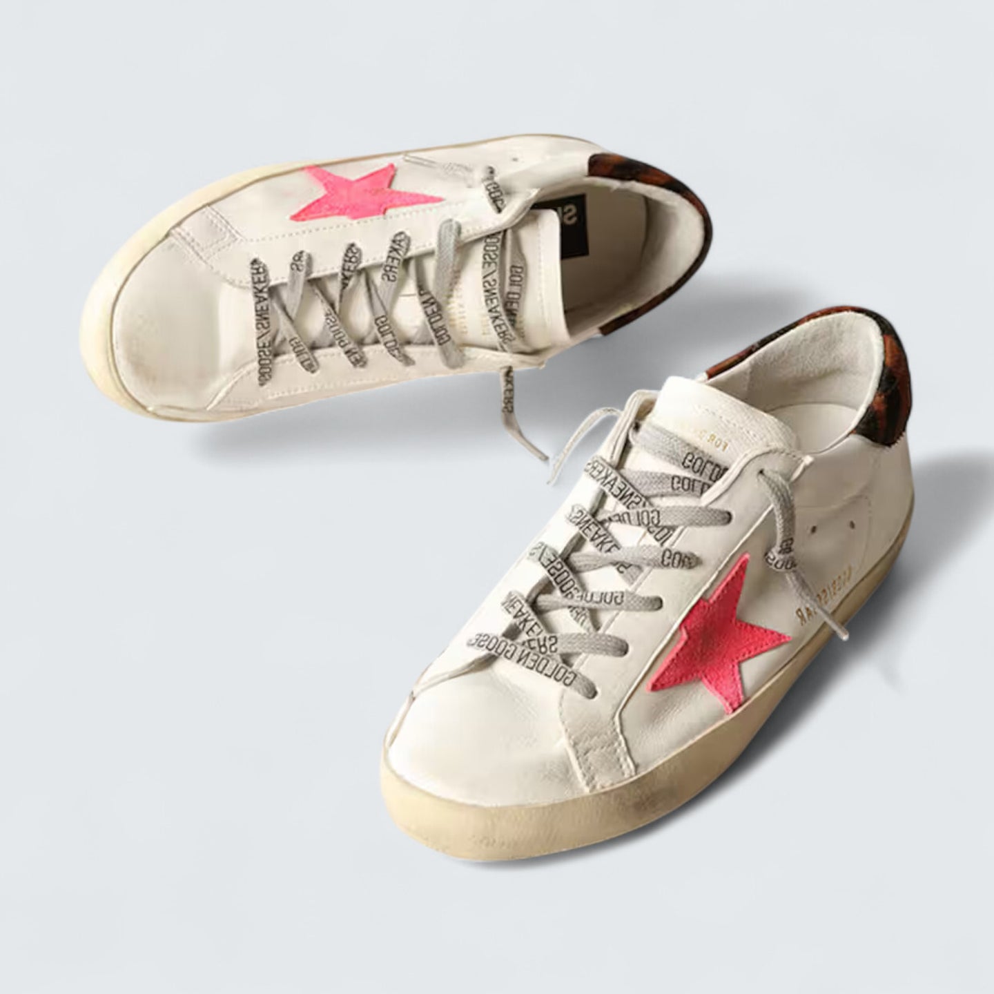 Super-Star 'White Leather with Pink Suede Star and Pony Skin Heel Tab'