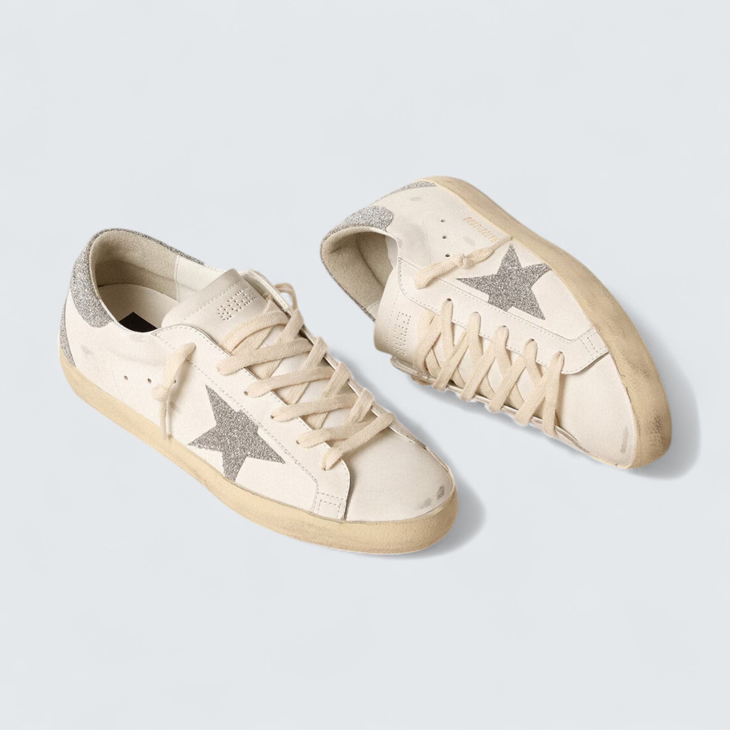 Super-Star 'Cream Leather with Silver Swarovski Crystal Star and Heel Tab'