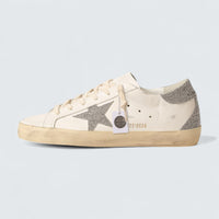 Super-Star 'Cream Leather with Silver Swarovski Crystal Star and Heel Tab'