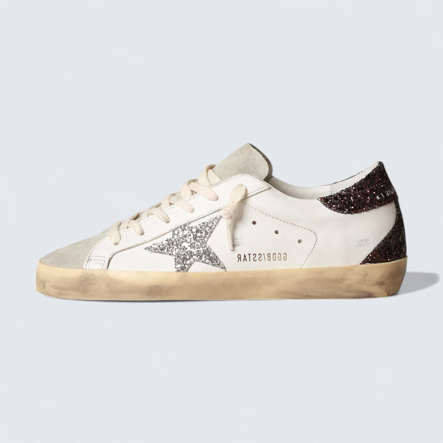 Super-Star 'Silver Star and Brown Glitter Heel Tab'