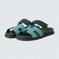 Chypre Sandals 'Bleu Citadin / Vert Bouteille'