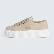 Denim Sneakers With Logo 'Colonial Beige'