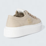 Denim Sneakers With Logo 'Colonial Beige'