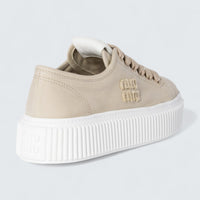 Denim Sneakers With Logo 'Colonial Beige'