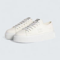 Denim Sneakers With Logo 'Ivory'