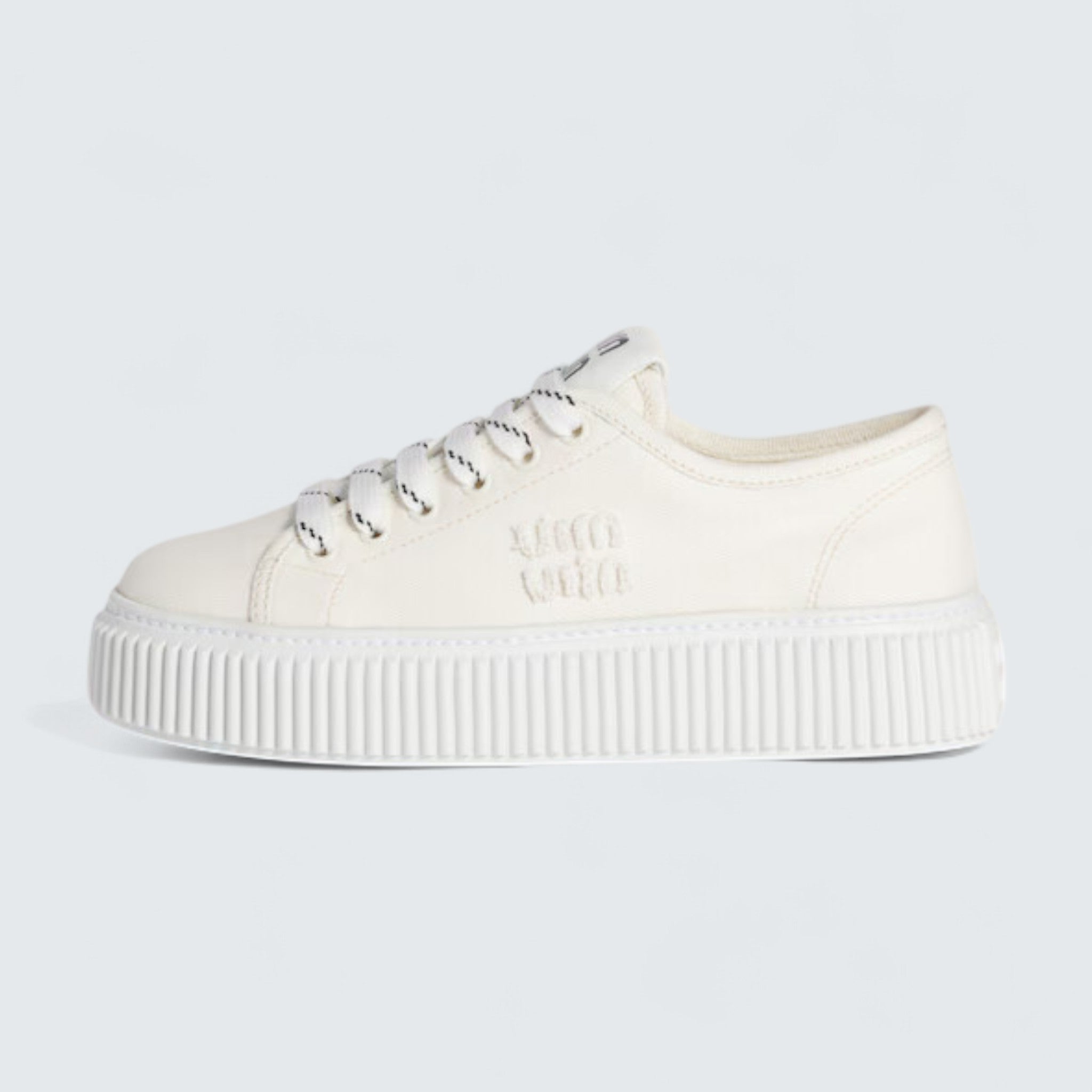 Denim Sneakers With Logo 'Ivory'