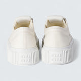 Denim Sneakers With Logo 'Ivory'