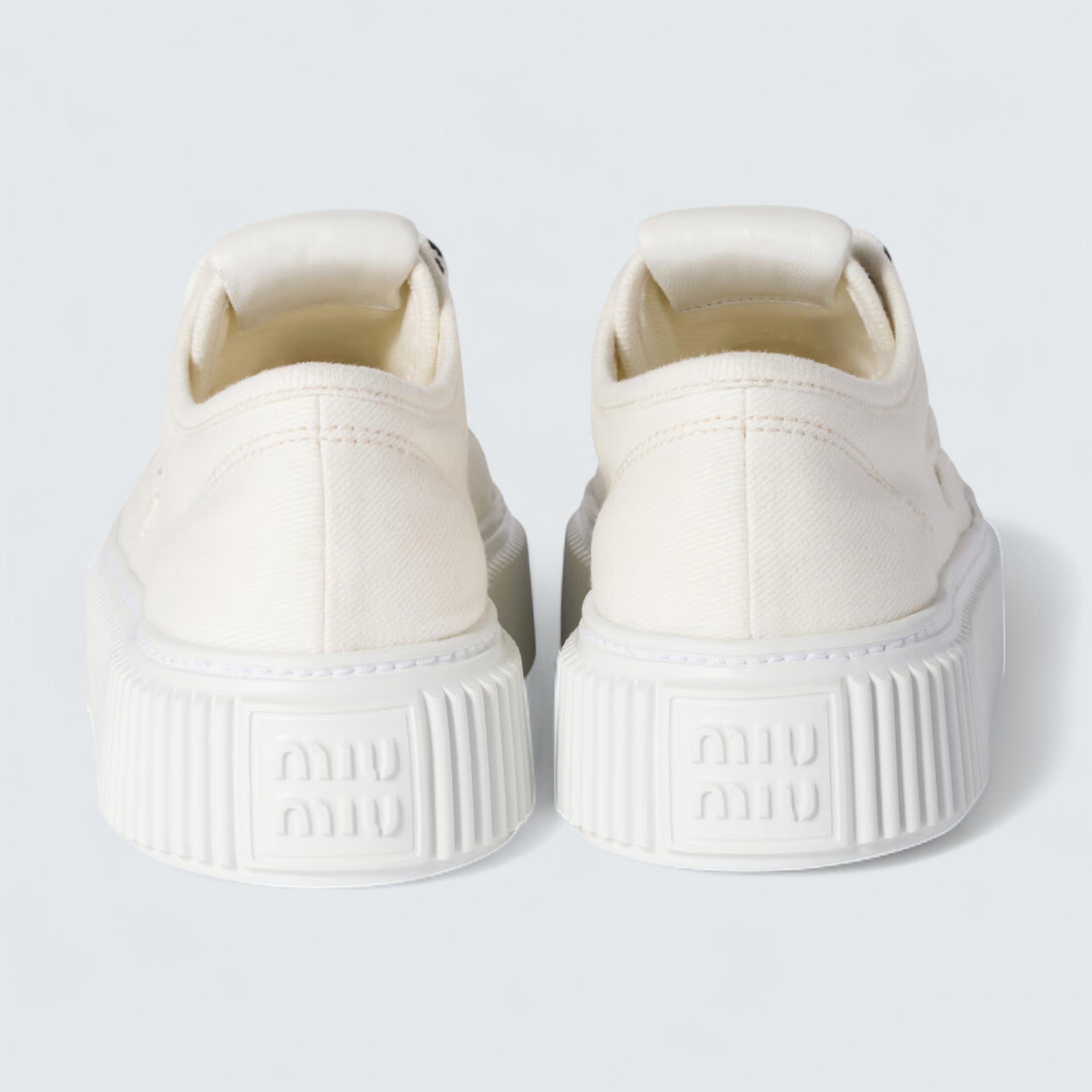 Denim Sneakers With Logo 'Ivory'