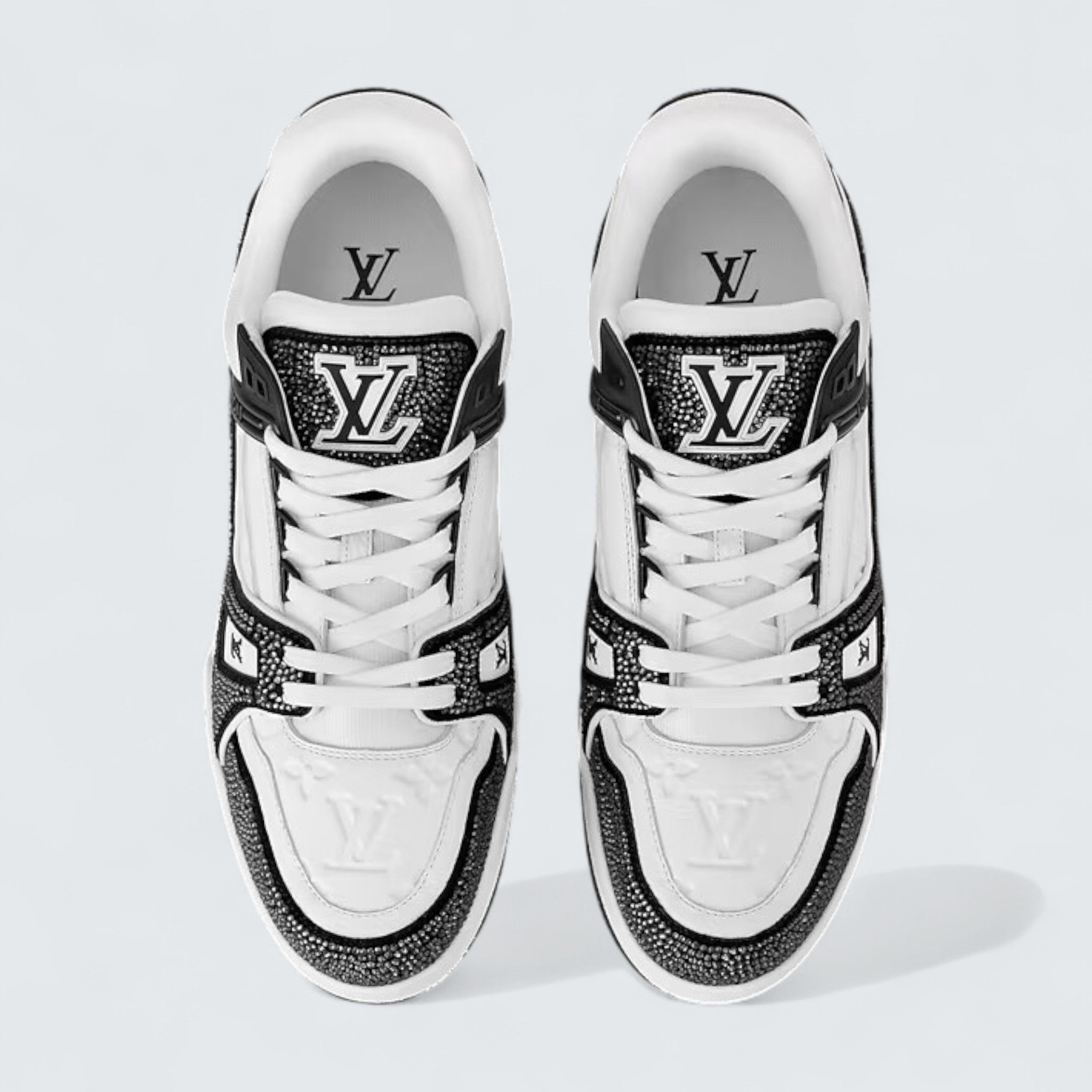 LV Trainer Sneaker 'Black White Rhinestones'
