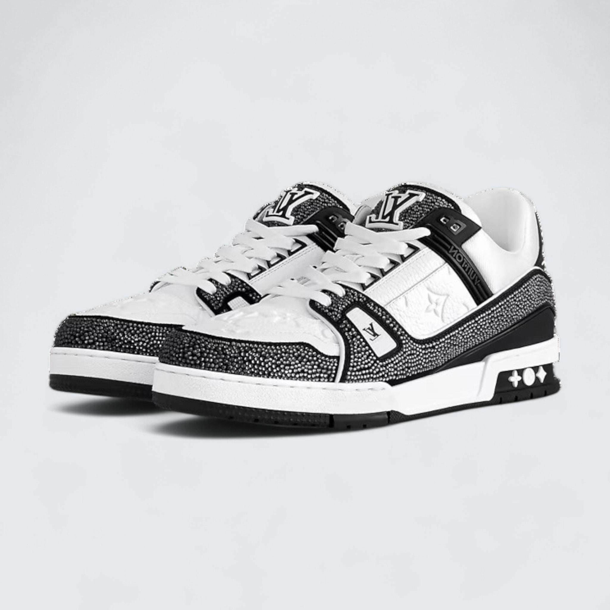 LV Trainer Sneaker 'Black White Rhinestones'