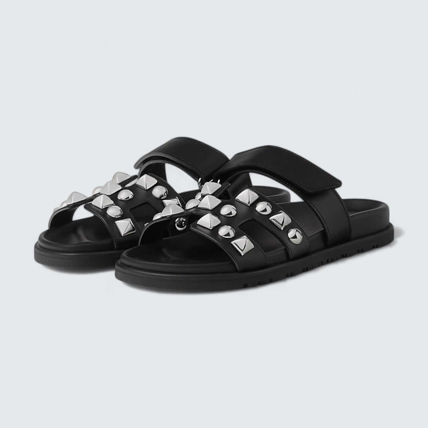 Chypre Sandals 'Noir Studded'
