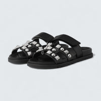 Chypre Sandals 'Noir Studded'