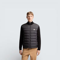 Padded Zip-Up Cotton Cardigan