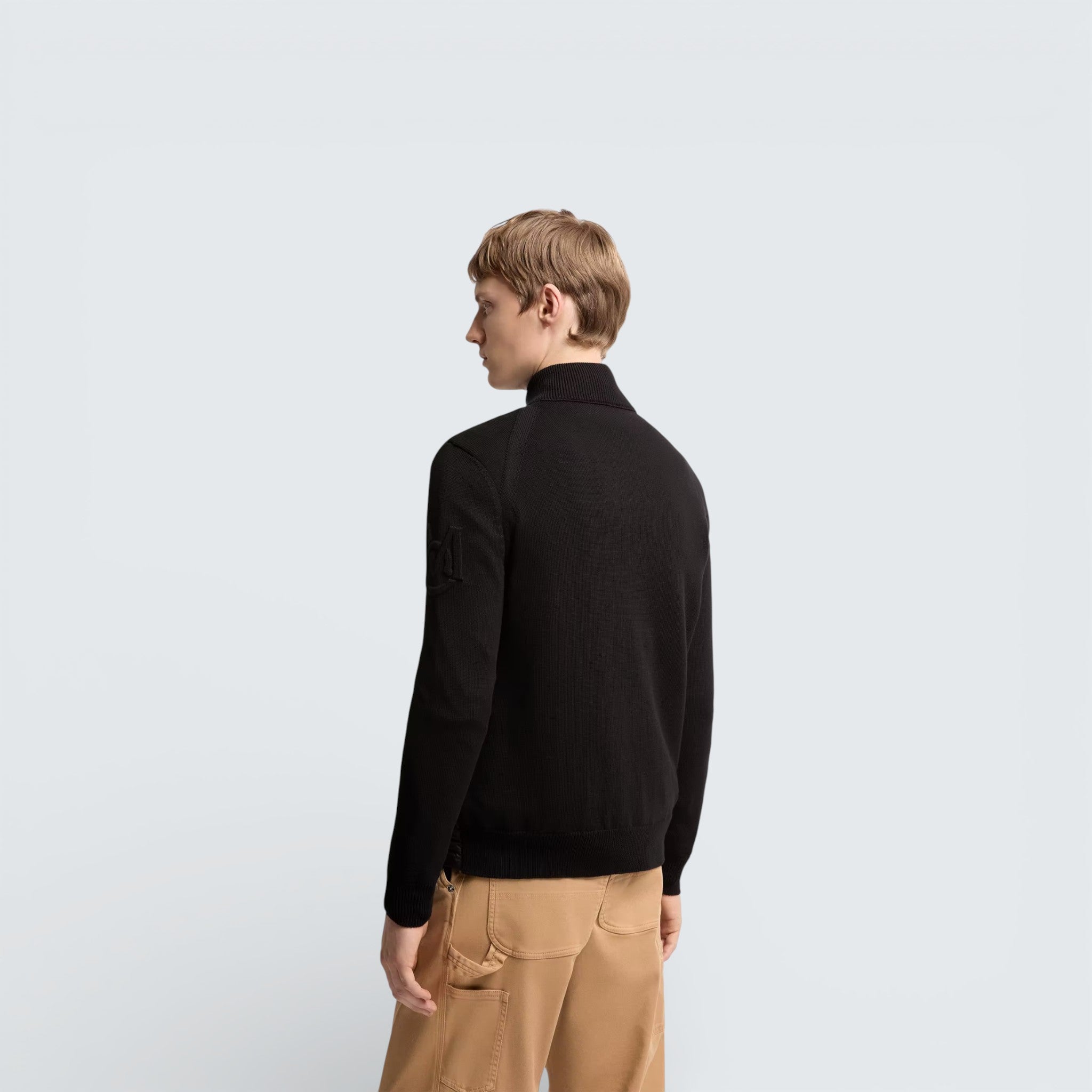 Padded Zip-Up Cotton Cardigan