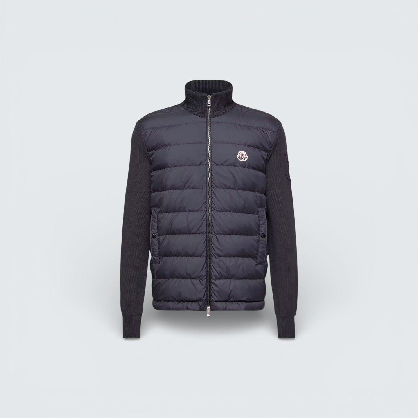 Padded Zip-Up Cotton Cardigan