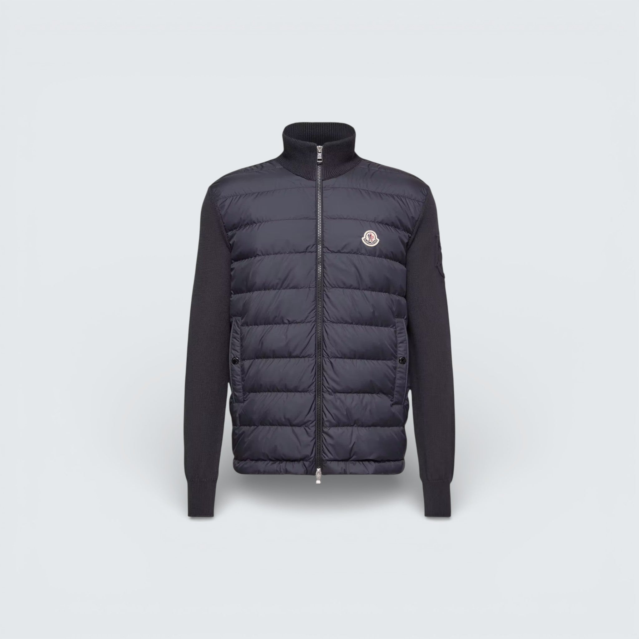 Padded Zip-Up Cotton Cardigan